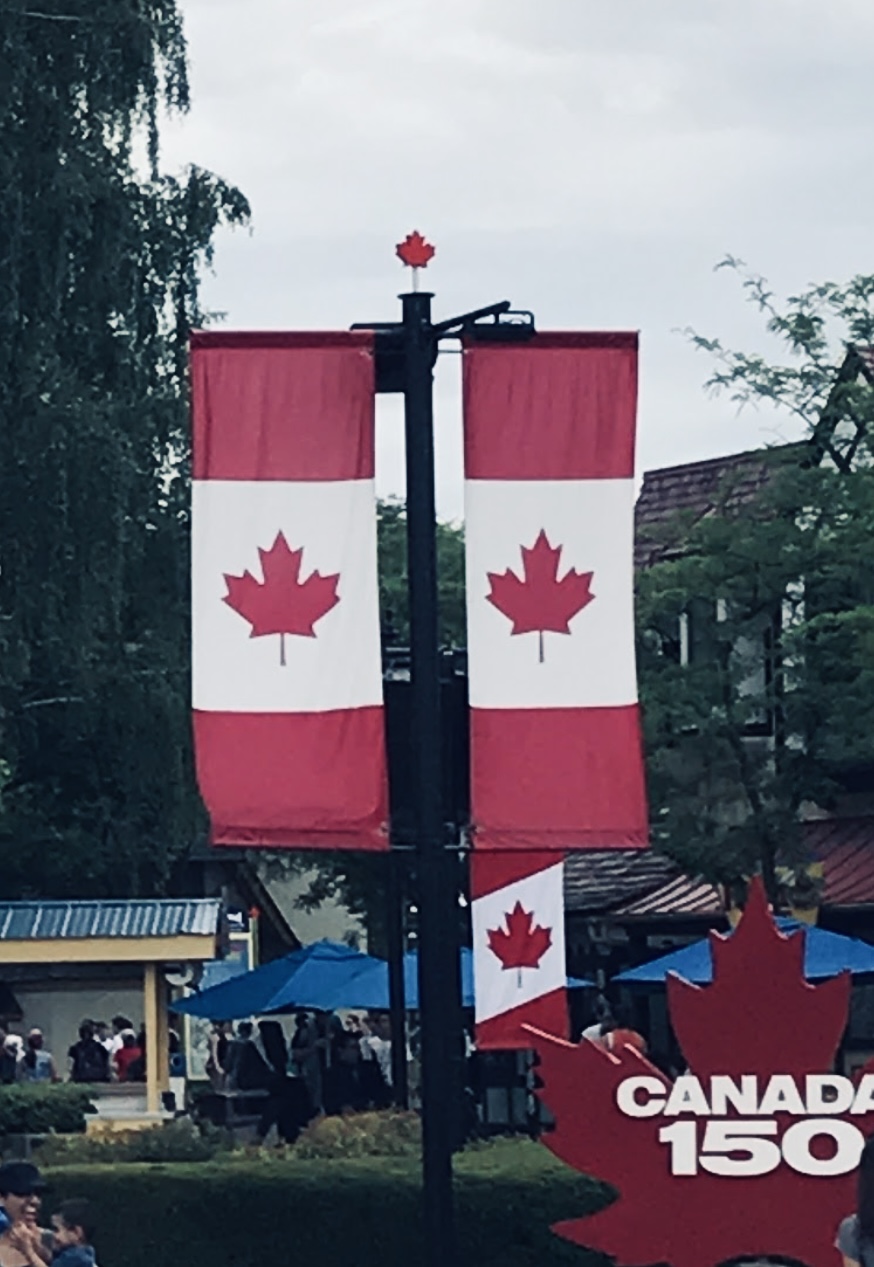 Canadian flags at Canada Wonderland, Toronto Ontario